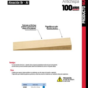 Cuña de bronce-aluminio antichispa de 200 x 20 x 30 mm Urrea