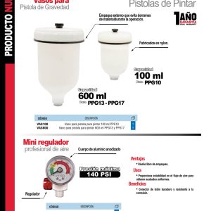 Repuesto de vaso para pistola para pintar PPG13, 600 ml Urrea