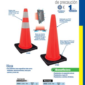 Cono de precaución con banda reflejante, 70 cm Surtek