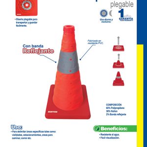 Cono de precaución plegable con banda reflejante, 45 cm Surtek
