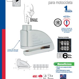 Candado con alarma para freno de disco para motocicleta, llave bancaria Lock