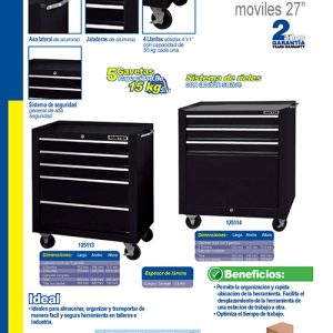 Gabinete móvil con 4 gavetas color negro 27" Surtek