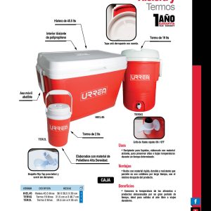 Hielera roja de 50 Lt,  63 x 41 x 36 cm Urrea