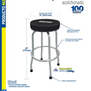 Banco para mecánico acolchonado, 770 mm Surtek