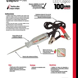 Probador circuitos lógicos con LED,  6, 12 y 24V Urrea