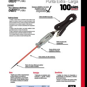 Probador circuitos con punta extra larga, 6-12 V Urrea