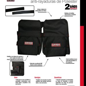 Portaherramientas de poliéster, 4 bolsillos Urrea