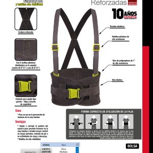 Faja elástica reforzadas con hebillas de alta visibilidad de 3 cinturones EEG Urrea