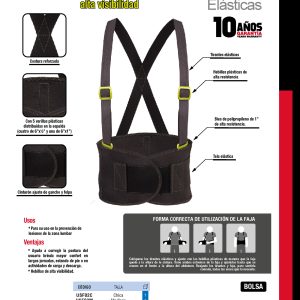 Faja elástica reforzada con hebillas de alta visibilidad M Urrea