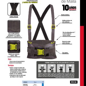 Faja con doble malla reforzada con hebillas de alta visibilidad M Urrea