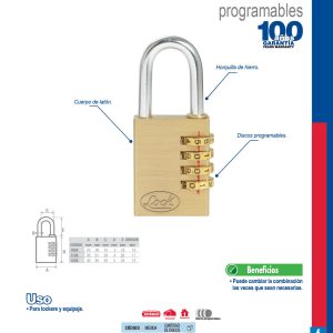 Candado de combinación programable para maleta, latón, 20 mm Lock