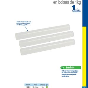 Barra de silicón 1/2" x 15 cm, 1 kg en bolsa Surtek
