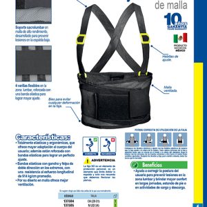 Faja elástica de malla respirable con 4 varillas EEG Surtek