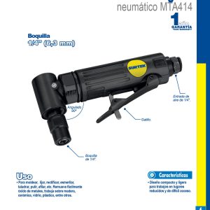 Moto-tool neumático angular 1/4" 20,000RPM Surtek