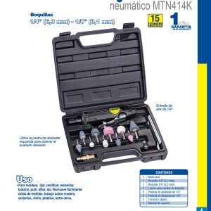 Juego de moto-tool neumático recto con accesorios, 15 piezas Surtek