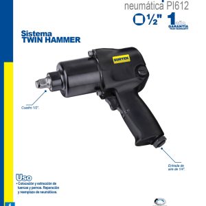 Pistola de impacto neumática cuadro de 1/2" 360 Ft-lb sistema twin hammer Surtek