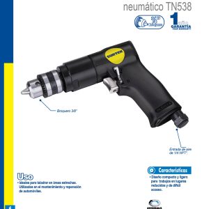 Taladro neumático 1/2" 1,800 RPM reversible Surtek