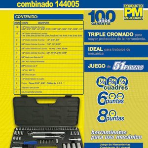 Juego combinado de herramienta 51 piezas, con estuche plástico Foy