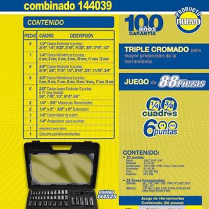 Juego combinado de herramienta 88 piezas, con estuche plástico Foy