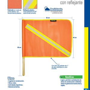 Banderín de malla plástica con reflejante y vástago de madera Surtek