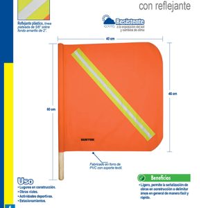 Banderín de PVC con reflejante y vástago de madera Surtek