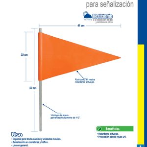 Banderín para señalización con vástago de acero galvanizado Surtek