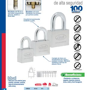 Candado de alta seguridad 40 mm, llave de disco Lock