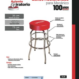 Banco para mecánico giratorio acolchonado, 75 cm Urrea