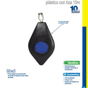 Juego de tiralíneas plástico 15 m, con tiza, 2 piezas Foy