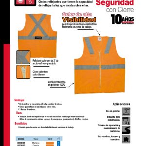 Chaleco de seguridad cerrado de alta visibilidad naranja EEG Urrea