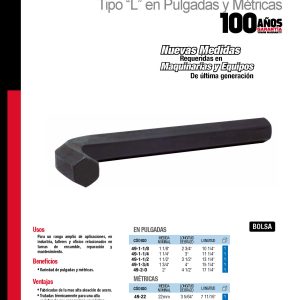 Llave hexagonal corta tipo "L", métrica, 32 mm Urrea