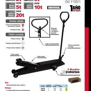Gato hidráulico de patín con mango tipo transpaleta con válvula de liberación, 20 ton Urrea