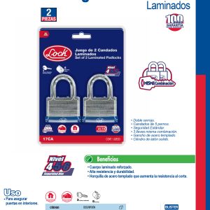 Juego de candados laminados 40 mm, llave estándar, 2 piezas Lock