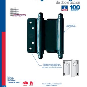 Juego de bisagras doble acción color negro, 3", 2 piezas Lock