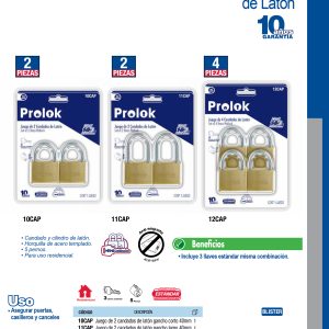 Juego de candados de latón cortos 40 mm, llave estándar, 2 piezas Prolok