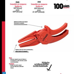 Pinza para obstrucción de flujo mango con resorte 10" Urrea