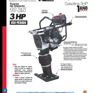 Bailarina compactadora a gasolina con motor de 4 tiempos 3 HP Urrea