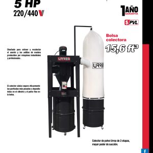 Colector de polvo 7" 5 HP 220 V / 440 V, 3450 RPM 2 fases Urrea