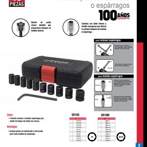 Juego para remover e instalar pernos métricos, 10 piezas Urrea