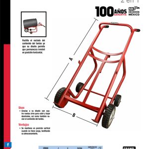 Diablo para tambos 2 en 1, capacidad 500 kg Urrea