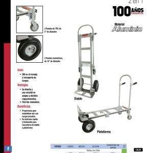 Diablo convertible 2 en 1 de aluminio capacidad 360 kg Urrea