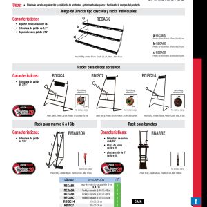 Rack despachador para panel para marros de 6 a 16 lb 13.5 x 32 x 28 cm Urrea