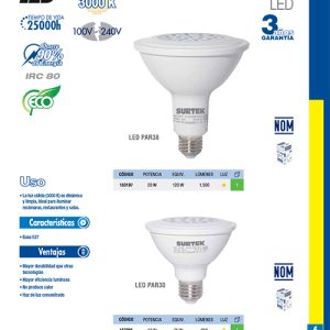 Lámpara de LED tipo PAR38, 20 W luz cálida Surtek