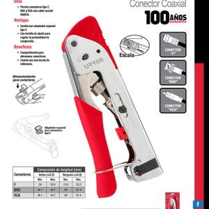 Ponchadora conector para cable coaxial 6.1" Urrea