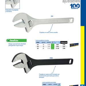 Llave ajustable cromada 15" Surtek