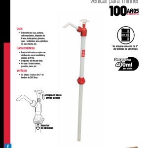Bomba extractora vertical para thinner, suministro 400 ml por ciclo Urrea