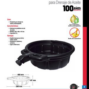 Recipiente para drenaje de aceite 16 Lt Urrea