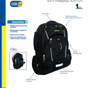 Mochila con tirantes acolchonados 38 x 25 x 49 cm Surtek