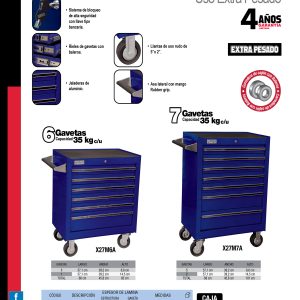 Gabinete móvil 6 gavetas color azul serie X 27" Urrea