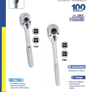 Matraca doble y triple cuadro, cabeza tipo pera, para dados cuadro de 1/4" y 3/8" Surtek